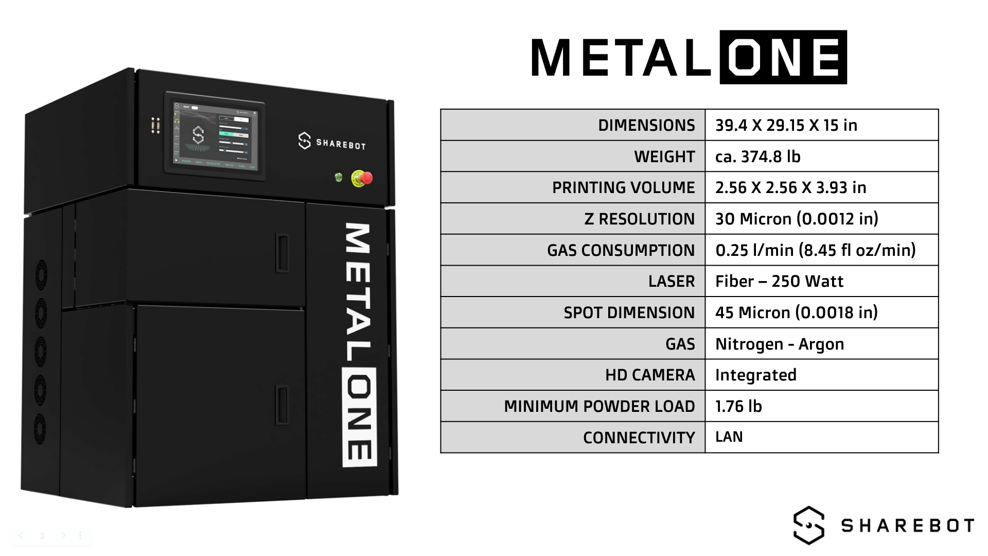 metalONE US Technical Specs